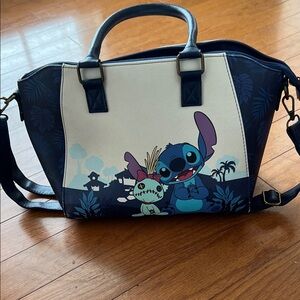 Loungefly Navy and Cream Stitch Satchel